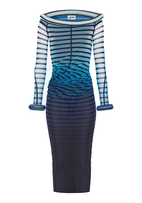 abito lungo 3d collar and cuff donna nero e blu JEAN PAUL GAULTIER | 25/33-F-RO294-T575005956